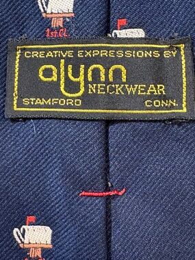 VTG 1982 Alynn Neckwear Navy Blue "First Class Male" Mailbox Tie 3" Width